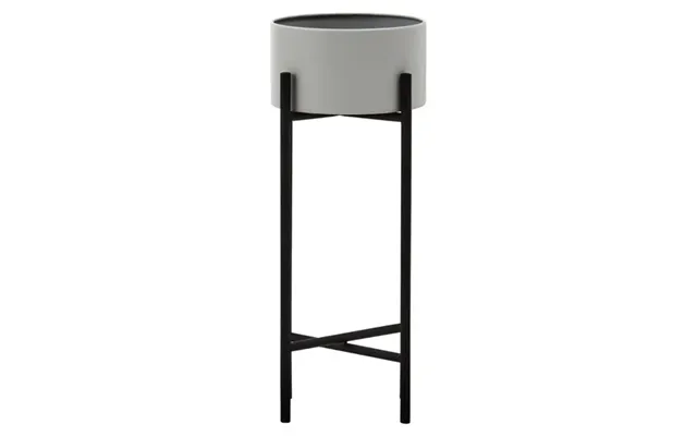 Tavira Small Metal Floor Standing Planter In Grey And Black