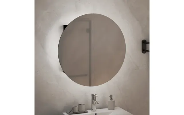 Trail Small Bathroom Mirrored Cabinet In Black With Led
