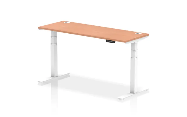 Troy 160cm Wooden Adjustable Laptop Desk With White Legs In Beech