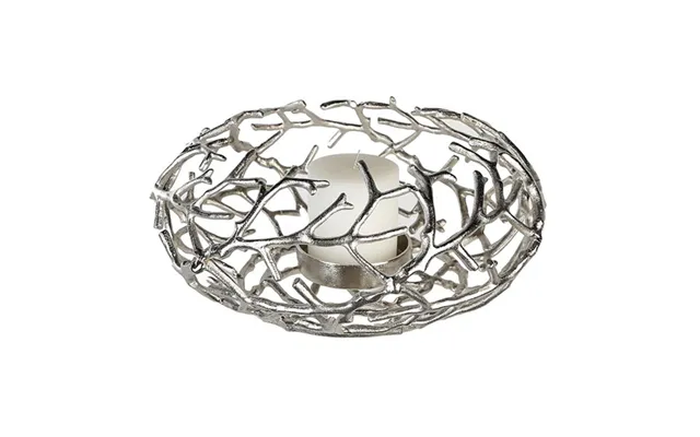 Twigs Aluminium Candleholder In Antique Silver