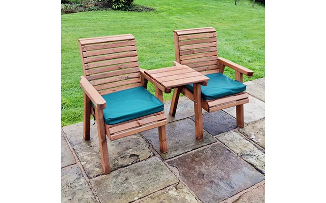 Vail Timber Square Love Seat With Green Cushions