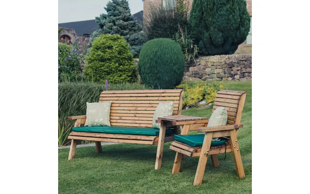 Vail Wooden Garden Angled 3 1 Seater Bench Set In Natural