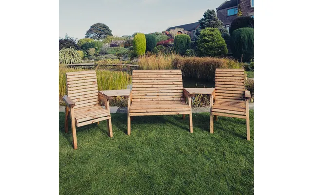 Vail Wooden Garden Angled 4 Seater Seating Set In Natural