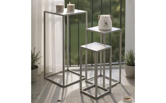 Vineland Metal Square Set Of 3 Planter In Grey