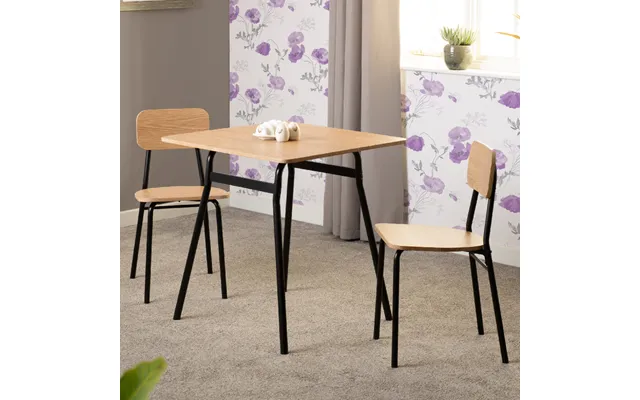 Waldorf Wooden Dining Table With 2 Chairs In Russet Oak And Black