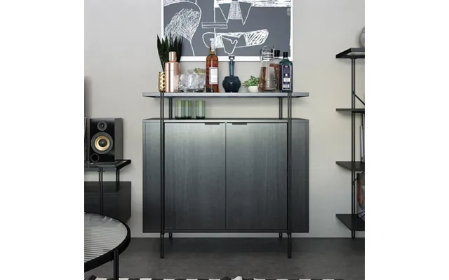 Warren Wooden Bar Cabinet With 2 Doors In Black