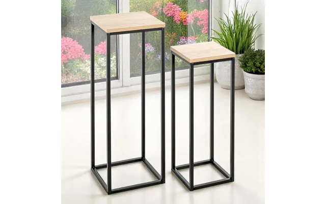 Wembley Wooden Set Of 2 Planter In Oak And Black