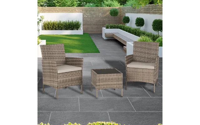 Wroclaw Rattan 3 Piece Garden Set In Grey