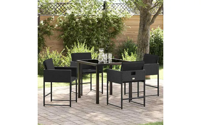 Yavion Garden Poly Rattan 80cm Dining Table With 4 Chairs In Black