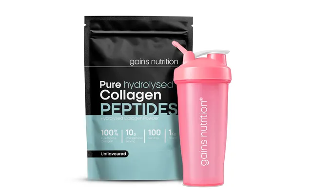 Bovine Collagen Peptides Powder 1kg 600ml Shaker Pink