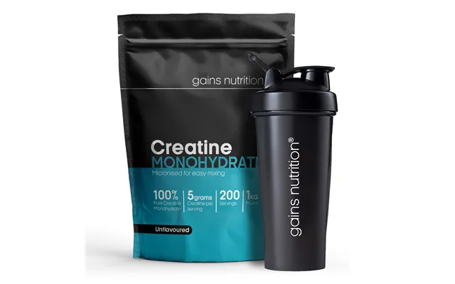 Creatine Monohydrate Powder 1kg 600ml Shaker Black product image