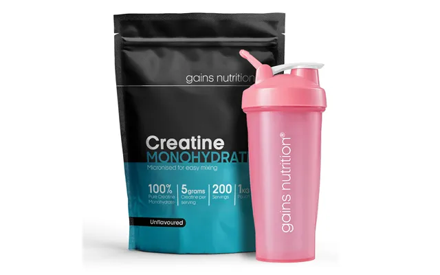 Creatine Monohydrate Powder 1kg 600ml Shaker Pink