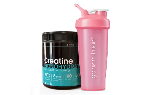 Creatine Monohydrate Powder Tub 500g 600ml Shaker Pink