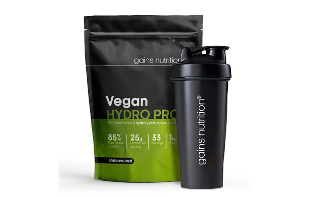 Vegan Hydro Pro Hydrolysed Protein 1kg 600ml Shaker Black
