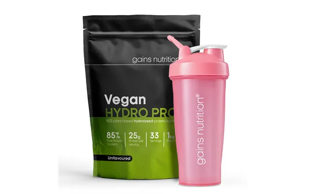 Vegan Hydro Pro Hydrolysed Protein 1kg 600ml Shaker Pink
