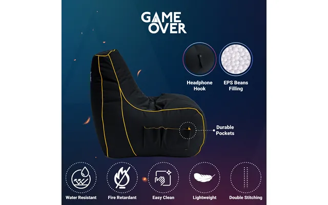 Gaming High Back Bean Bag Chair Indoor Kids Beanbag With Side Pockets