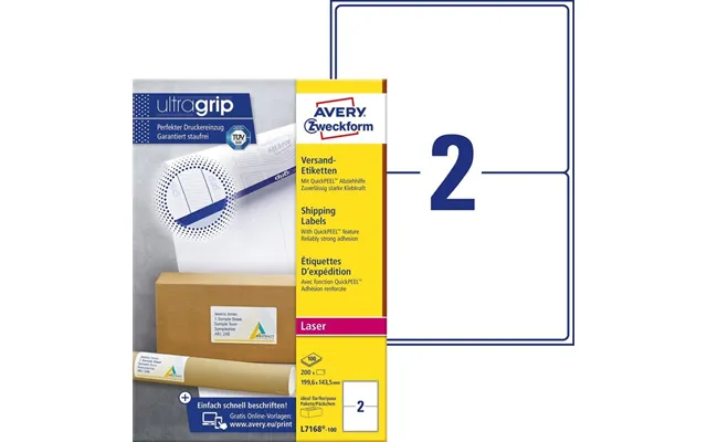 Avery L7168-100 Self-adhesive Label Rectangle Permanent White 200 Pc S