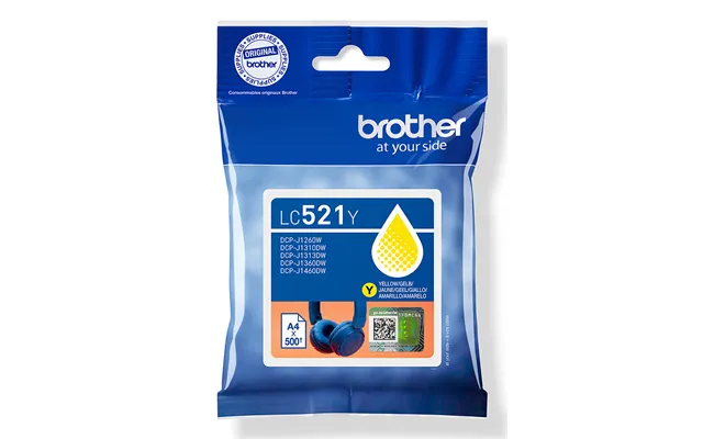 Brother Lc-521y Ink Cartridge Yellow. 500 Pages Iso Iec 19752 For Brot