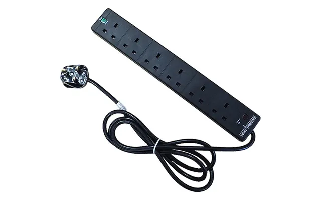 Cablenet 6 Way Uk Black 13amp Surge Protected Power Strip With 5m Lead