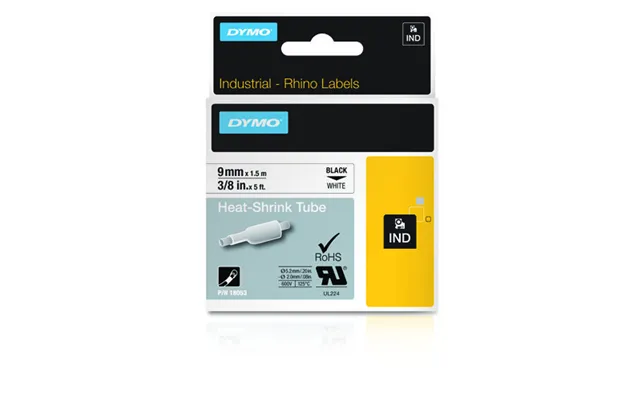 Dymo 18053 S0718280 Heat Shrink Tubes Black White 9mm X 1.5m For Dym