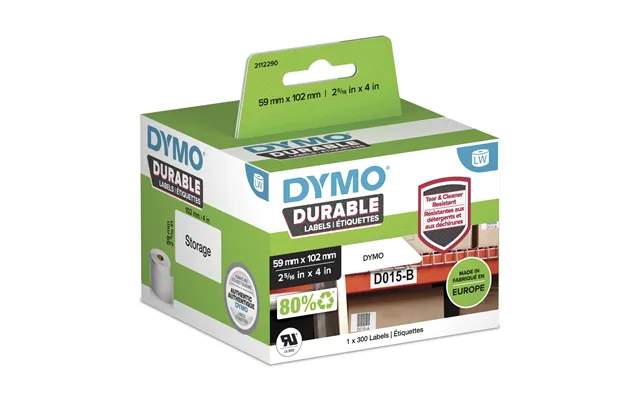 Dymo Authentic Labelwriter Durable Labels 59mm X 102mm White Poly