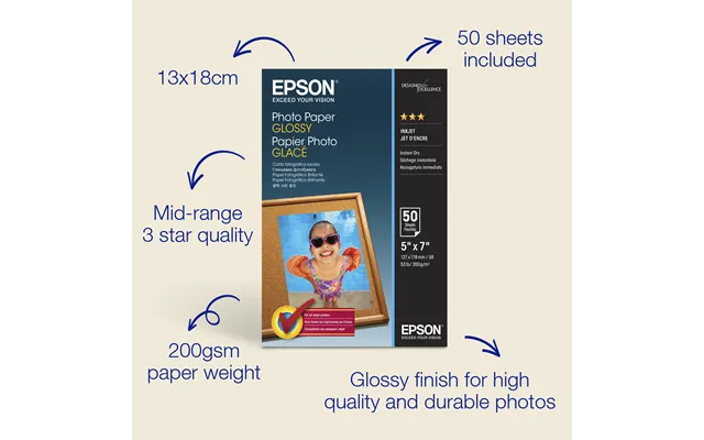 Epson Glossy Photo Paper 130 X 180mm . 200gsm. 50 Sheets