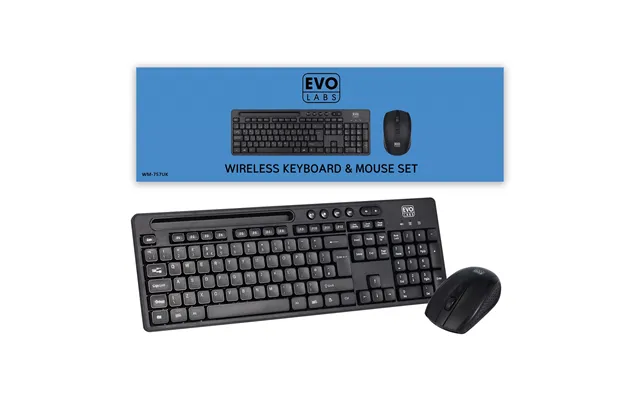 Evo Labs Wm-757uk Wireless And Mouse Combo Set. 2.4ghz Full Size Qwert