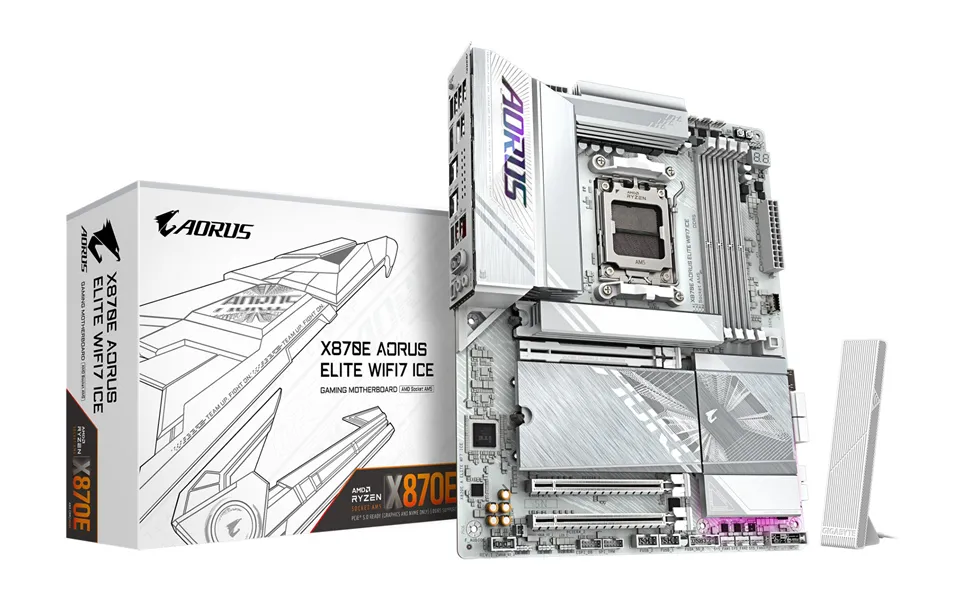 Gigabyte X870e Aorus Elite Wifi7 Ice Motherboard - Supports Amd Ryzen