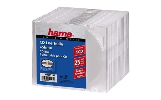 Hama Cd Slim Box. 25 Pcs. Pack 1 Discs Transparent