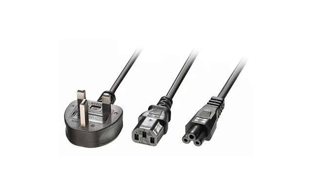Lindy 2.5m Uk 3 Pin Plug To Iec C13 And Iec C5 Splitter Extension Cabl