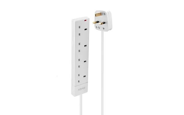 Lindy 2m 4-way Uk Mains Power Extension. White