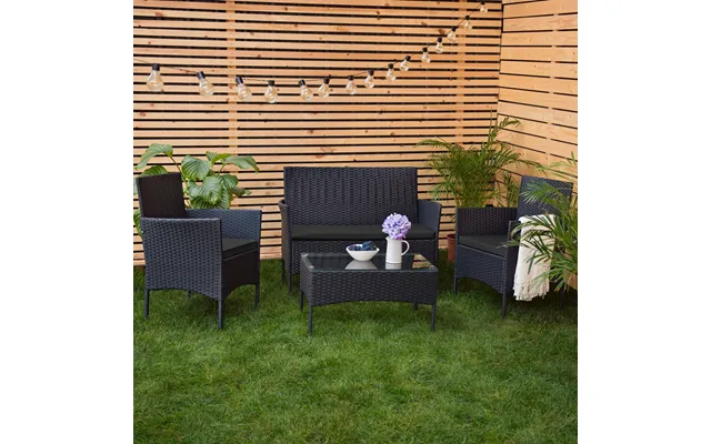 3-piece Rattan Furniture Seat Cushions Water-resistant Patio Sofa Pads For Outdoor Use - Black
