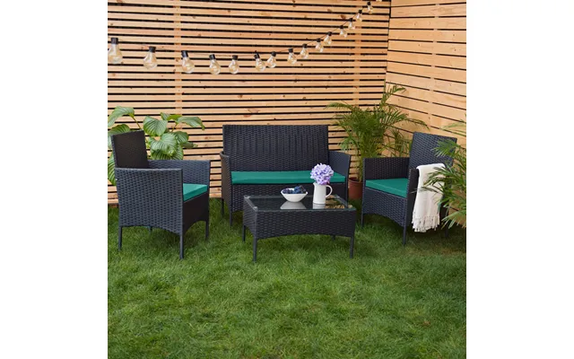 3-piece Rattan Furniture Seat Cushions Water-resistant Patio Sofa Pads For Outdoor Use - Green