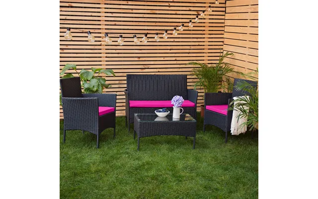 3-piece Rattan Furniture Seat Cushions Water-resistant Patio Sofa Pads For Outdoor Use - Pink
