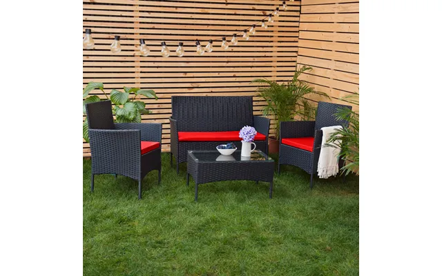 3-piece Rattan Furniture Seat Cushions Water-resistant Patio Sofa Pads For Outdoor Use - Red