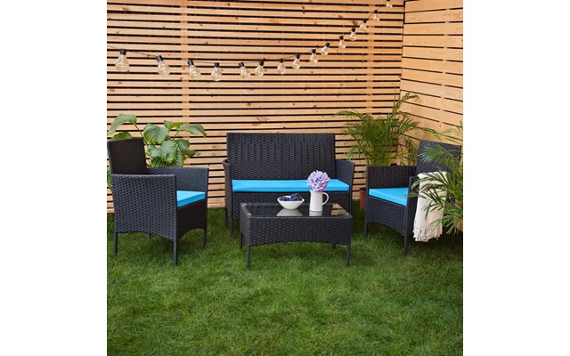 3-piece Rattan Furniture Seat Cushions Water-resistant Patio Sofa Pads For Outdoor Use - Turquoise