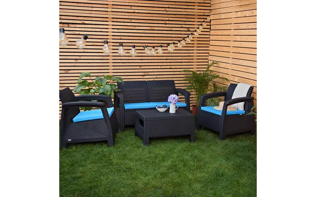 Outdoor Rattan Furniture Seat Pads Water Resistant Keter Corfu Furniture Cushions - Turquoise 4 Piece