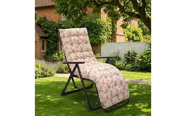 Outdoor Tufted Recliner Chair Cushion Water Resistant Deck Chair Seat Pads With Ties - Provence Vine