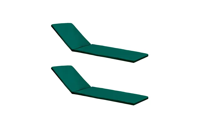 Outdoor Water Resistant Sun Lounger Cushions For Garden Patio Lounger Pads - Green Pack Of 2