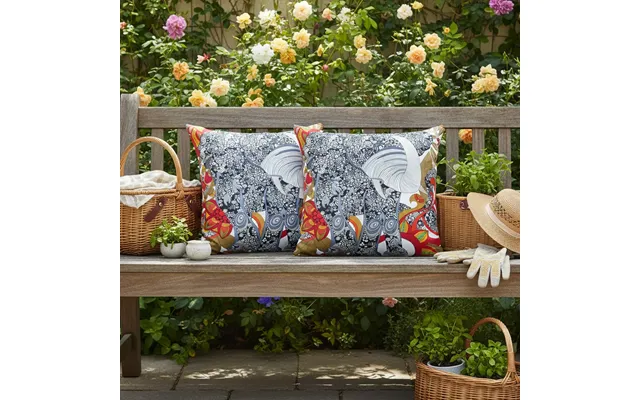 Printed Outdoor Scatter Cushions Square Garden Decorative Pillows Water Resistant - Batik Elephant 2 Packs product image