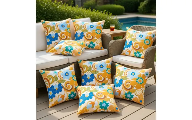 Water-resistant Floral Scatter Cushions Outdoor Garden & Patio Furniture Pillows - Faro 8 Packs