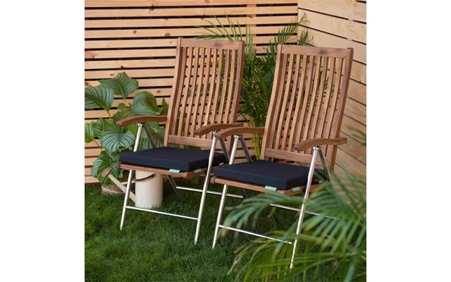 Water-resistant Outdoor Chair Seat Pad Garden Chair Cushions Non-slip With Ties - Black Packs Of 2