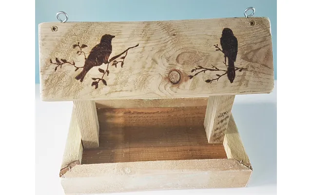 Upcycled Illustrated Wooden Bird Feeder Size 30cm Long X 20cm Wide X 25cm High product image
