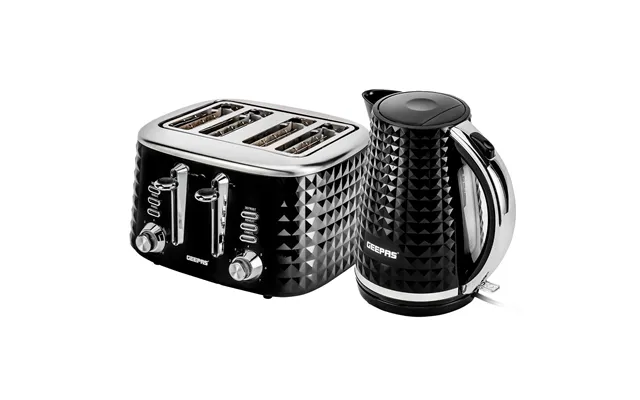 2200w Textured 1.7l Electric Kettle & 4-slice Toaster Set - Black