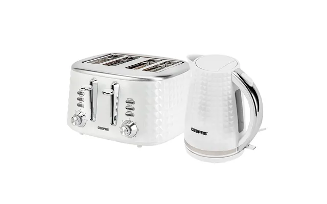 2200w Textured 1.7l Electric Kettle & 4-slice Toaster Set - White