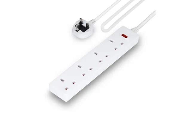 4 Gang Extension Lead 2m Cable Heavy Duty Uk Plug White