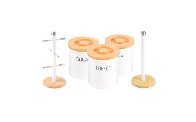 5-piece Kitchen Countertop Storage Set Wooden White
