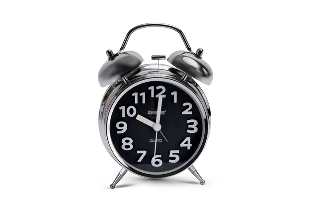 Black Retro Twin Bell Analog Alarm Clock - Classic Design With Night Light product image