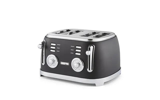 Black Retrovive 4 Slice Bread Toaster 6 Browning Levels 1500w