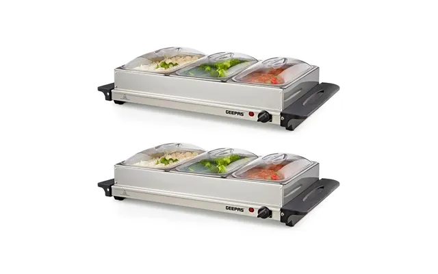 Pack Of 2 Electric Food Warmers Buffet Server 3 X 2.4l Trays With Lids product image